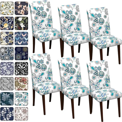 Vista 37 de Fundas para sillas de comedor CoSofSLIP, juego de 2, fundas estampadas elásticas antideslizantes, fundas extraíbles y lavables para sillas