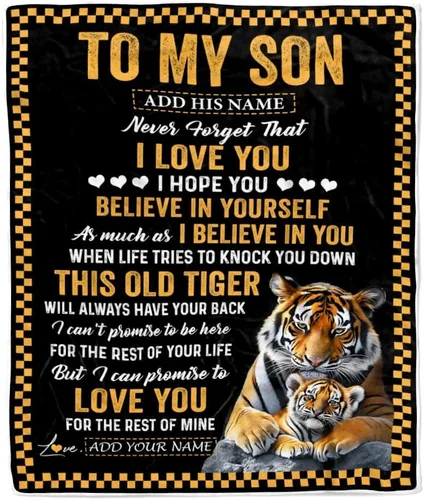 Vista 10 de Manta Personalizada "To My Son" de Mamá y Papá Regalos para Hijo que Va a la Universidad Cumpleaños Graduación Navidad Regalo Personalizado Manta