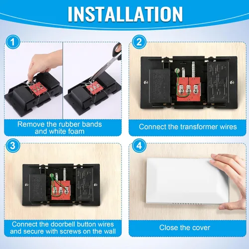 Vista 6 de Saillong Timbre de puerta con cable, 16 V 10 VA timbre de puerta delantera y trasera para pared del hogar, compatible con timbre y transformador