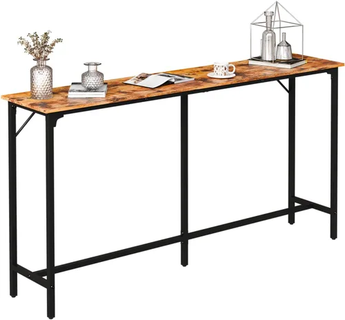 Vista 7 de VINGLI Mesa de bar de 43 pulgadas de alto, rectangular de madera, angosta, larga, altura de mostrador, para cocina, sala de estar, comedor, sofá
