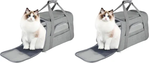 Vista 8 de FluffyDream Transportador de viaje para mascotas, bolsa portátil de lados suaves para gatos, perros pequeños, gatitos o cachorros de 17 libras