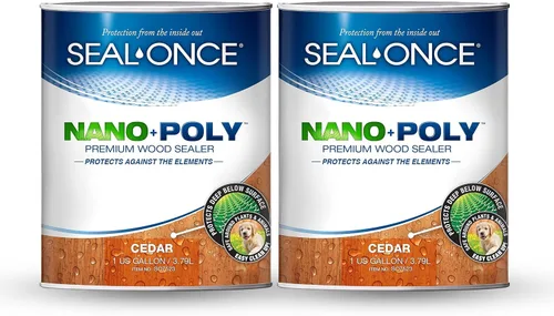Vista 10 de Sellador Seal-Once Nano+Poly de madera penetrante con poliuretano, sellador impermeable de alta calidad, 1 galón, negro Sellador impermeable