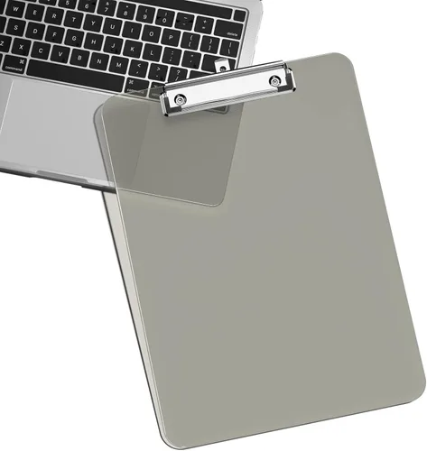 Vista 5 de Rimilak Portapapeles de plástico con clip de metal de perfil bajo, tablero translúcido, 12.5 x 9 pulgadas tamaño carta, suministros de oficina, Negro
