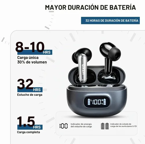 Vista 6 de Auriculares inalámbricos, Bluetooth 6.0 Auriculares ANC Crisp Clear