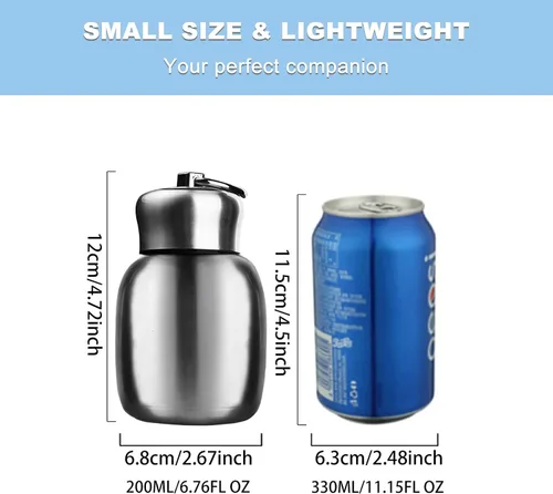 Vista 5 de Gets Mini botella de agua de acero inoxidable de 7 onzas, portátil pequeña botella de agua deportiva aislada al vacío, a prueba de fugas, vaso