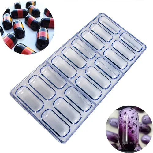 Vista 2 de Molde de chocolate para caramelos, molde para hacer 18 caramelos transparentes en forma de diamante, utilizado para decoración de pasteles caseros