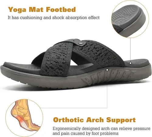 Vista 2 de ONCAI Sandalias cruzadas para hombre, soporte de arco, sandalias deportivas con plantilla ortopédica para fascitis plantar