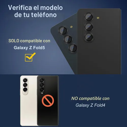 Vista 2 de Suoman Para Samsung Galaxy Z Fold 5 Protector De Lente De Cámara, Cubierta De Lente De Cámara De Vidrio Templado Estilo De Textura De Metal