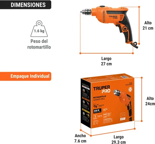 Vista 9 de Rotomartillo 3/8, profesional, 550 W
