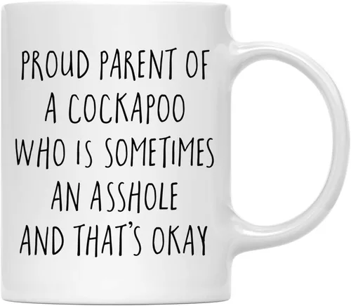 Vista 79 de Andaz Press Funny Dog - Taza de café de 11 onzas, regalo de broma, orgulloso padre de un afenpinscher que es a veces un gilipollas y eso está bien