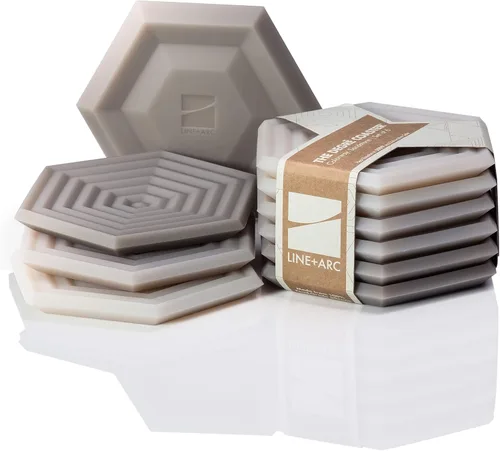 Vista 12 de Posavasos de silicona extra gruesas LINE+ARC (como se ve en NYTimes WireCutter) Impermeables, antimanchas, resistentes al calor, aptos para Arcilla