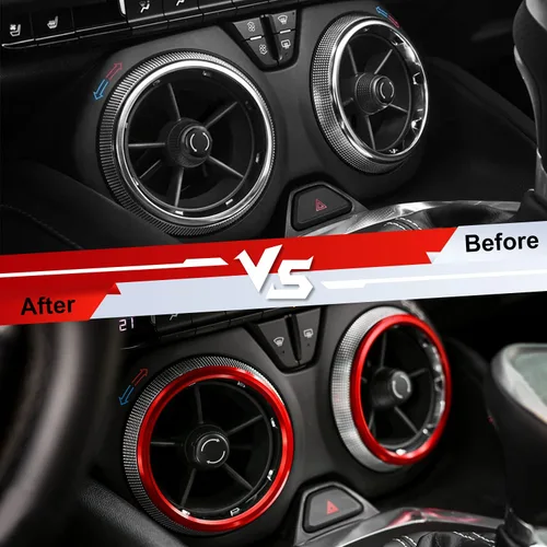 Vista 2 de Hoolcar Cubierta de ventilación interior de aire acondicionado ABS AC para Chevrolet Camaro 2017-2021, rojo, 4 piezas (no para Blazer)