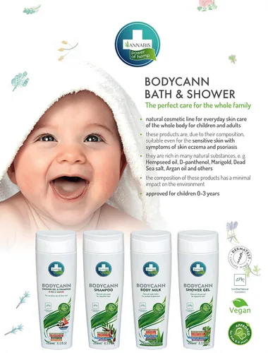 Vista 2 de Annabis BODYCANN - Leche corporal vegana totalmente natural con cáñamo orgánico, cuidado hidratante y regenerador intensivo para pieles sensibles