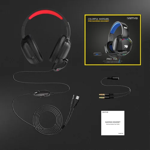 Vista 7 de Gaming Headset with Microphone for Pc, Xbox One Series Xs, Ps4, Ps5, Switch, Stereo Wired Noise Cancelling Over-Ear Headphones with Mic, RGB, for