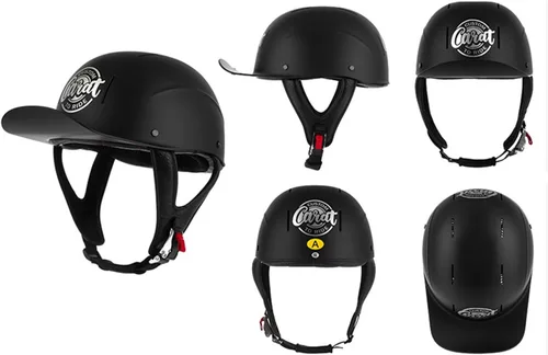 Vista 2 de Gorra de béisbol para motocicleta, medio casco para adultos, hombres y mujeres, cara abierta, retro, casco de motocicleta aprobado por DOT, carcasa