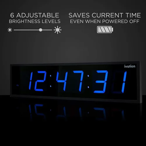 Vista 4 de Ivation, 0136BLU, enorme reloj digital LED, dispositivo electrónico de referencia