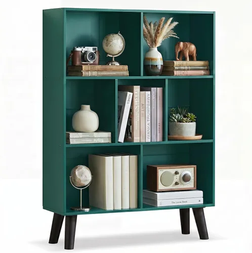 Vista 9 de YAHARBO Estantería de 2 cubos, soporte para tocadiscos negro con almacenamiento de vinilo de hasta 100 álbumes, estante horizontal para libros