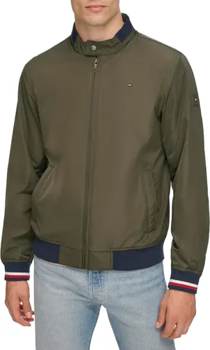 Vista 6 de Tommy Hilfiger Chaqueta bomber ligera Varsity de punto acanalado para hombre Verde militar