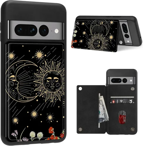 Vista 13 de Funda para Google Pixel 7 Pro con ranura para tarjetero, funda de piel sintética, doble cierre magnético y cubierta duradera de TPU a prueba