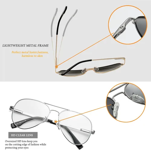 Vista 6 de HJSTES Gafas de sol polarizadas de aviador para mujeres y hombres persianas de metal clásicas lentes de espejo 100 bloqueo UV 2283in