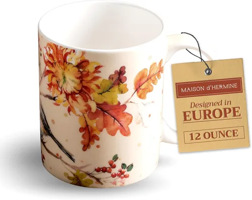Vista 49 de Maison d' Hermine Taza de café con asas, tazas de porcelana fina de hueso, paquete de una taza de té para bebidas calientes, capuchino, latte