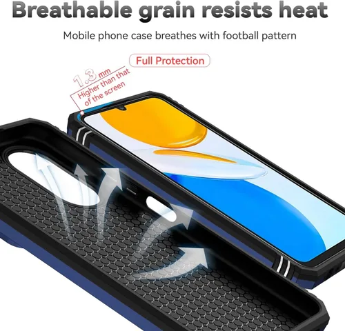 Vista 7 de Funda para Honor X7, CMA-LX2 CMA-LX1 con protector de pantalla de vidrio templado y cubierta de cámara deslizante, soporte de anillo giratorio