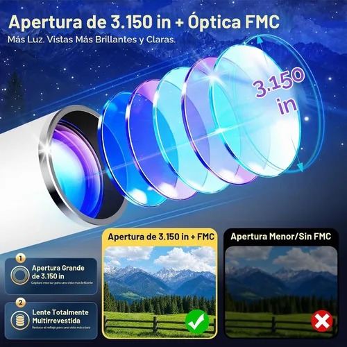 Vista 2 de Hawkko Telescope Kit for Kids 8-12, 80mm Aperture 500mm Portable Telescope