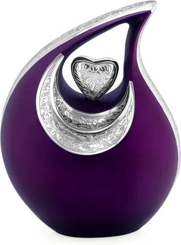 Vista 11 de Gran urna de lágrima negra con corazón plateado para cenizas humanas masculinas - Urnas para hombres y mujeres adultos - Urnas de cremación