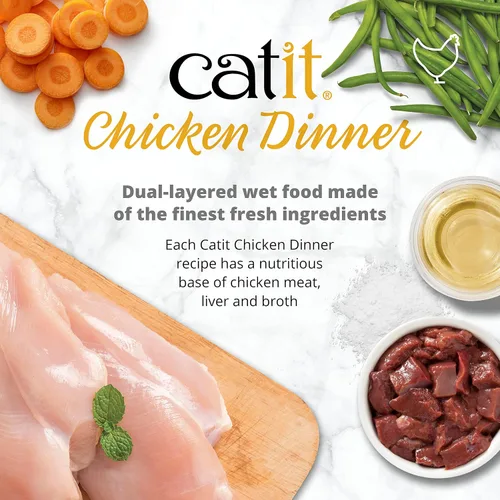 Vista 2 de Catit Cena de pollo con carne de res y calabaza - Alimento húmedo hidratante y saludable para gatos de todas las edades