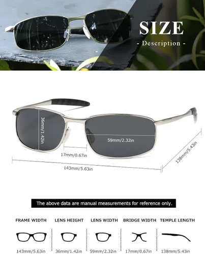 Vista 5 de AEVOGUE anteojos de sol polarizados para hombres marco metálico rectangular anteojos retro AE0535