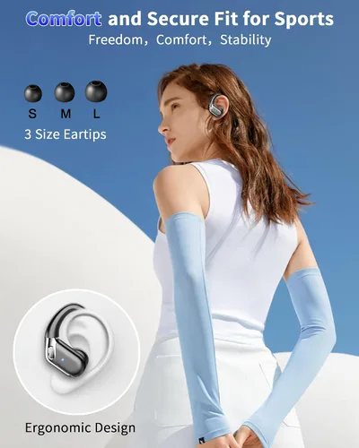 Vista 3 de Auriculares inalámbricos, Bluetooth 5.4 2026 deportivos, auriculares Bluetooth con micrófono ENC con cancelación de ruido, auriculares inalámbricos
