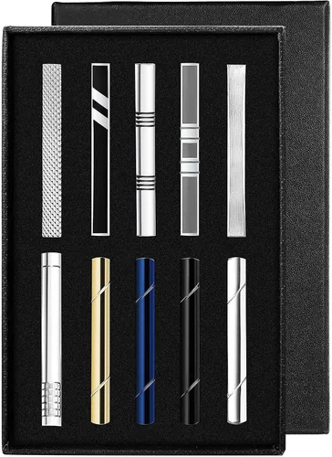 Vista 27 de Juego de corbata de regalo para hombre, corbata sedosa, bolsillo cuadrado, clips de corbata, gemelos para hombres
