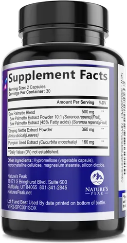 Vista 9 de Suplementos para la Salud de la Próstata para Hombres 1000mg - 3X Fuerza con Mezcla de Saw Palmetto, Raíz de Ortiga y Complejo de Apoyo de Semilla