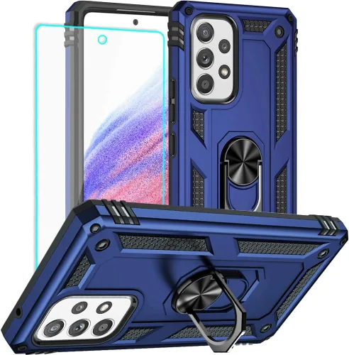 Vista 8 de Yiakeng Funda para Samsung A52, Galaxy A52 con protector de pantalla HD, fundas protectoras de grado militar con anillo para Samsung Galaxy A52 5G