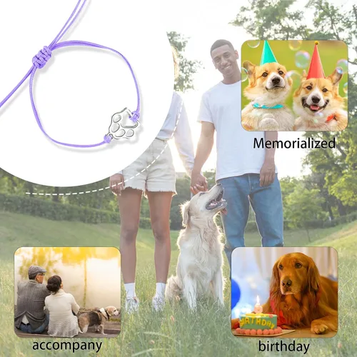 Vista 14 de PLwelth Pulseras de perro de cachorro para mujeres y hombres, regalos conmemorativos para amantes de las mascotas, regalos de amistad para ella, sus