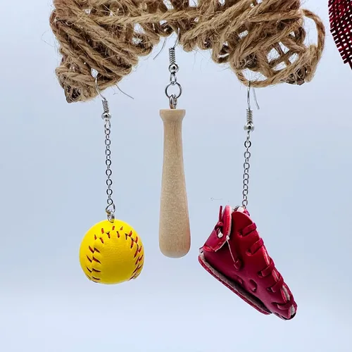 Vista 3 de Pendientes de sóftbol para mujer, joyería de sóftbol para mamás, regalos de sóftbol para niñas, regalos de equipo de sóftbol, joyería de softbol