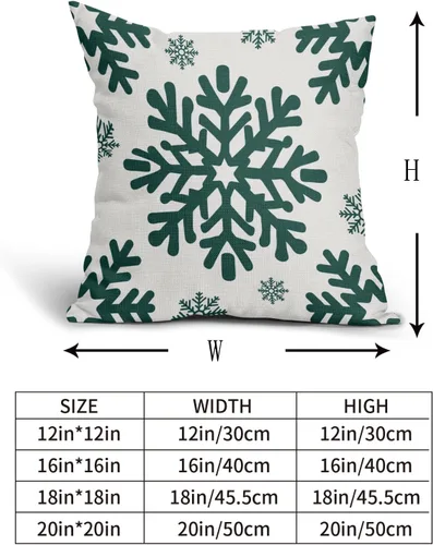 Vista 139 de Fundas de almohada decorativas de Navidad negras 40x40 cm con copos de nieve blancos de Navidad, juego de 2, temática rústica de invierno