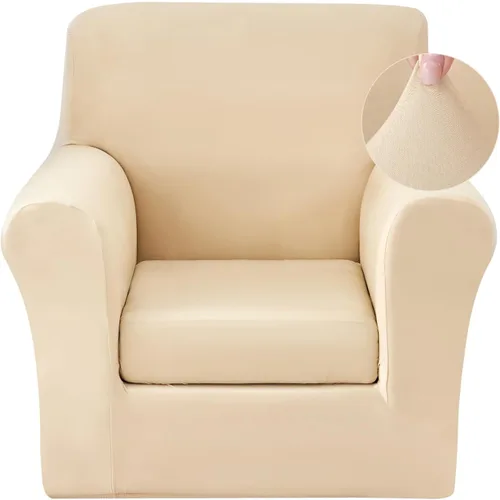 Vista 26 de JQinHome Funda elástica de 4 piezas para sofá, funda para sofá, funda para loveseat con 2 fundas de cojín separadas, protector de muebles lavable