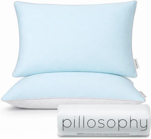 Vista 12 de pillosophy Almohada Loft ajustable original • Relleno de espuma viscoelástica triturada con gel • Funda refrescante lavable de doble cara • Perfecto