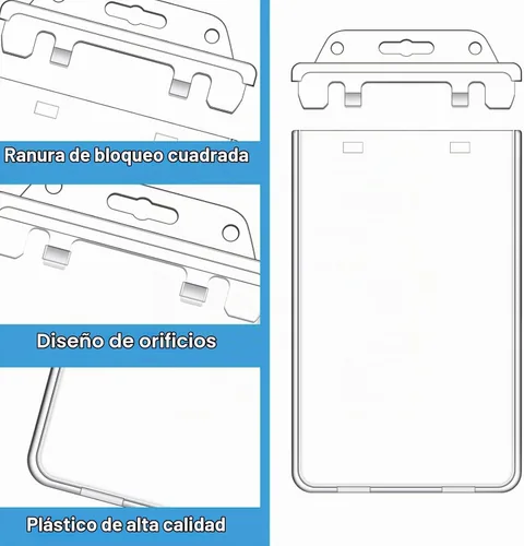 Vista 3 de Tinlade Paquete de 10 portatarjetas de plástico duro con bloqueo permanente, soporte vertical transparente para tarjetas de identificación, funda