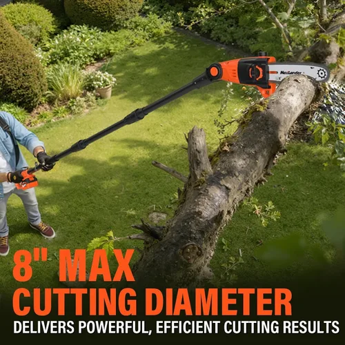Vista 3 de Sierra de poste inalámbrica de 8 pulgadas 20V con batería y cargador 2×3.0Ah 15-Foot Max Adjustable Reach, 16ft/S Cutting Speed, Auto Oiling