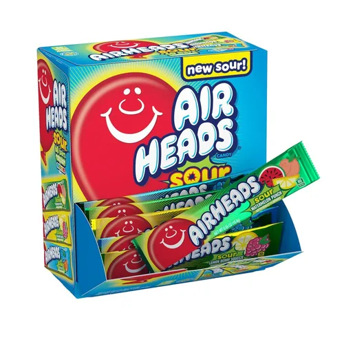 Vista 11 de Airheads Dulces, sabores de frutas surtidos, caja de cine, barras de tamaño completo envueltas individualmente, sin fusión, 6 barras por caja, 12