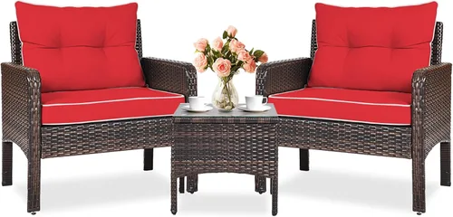 Vista 9 de KOTEK - Juego de muebles de patio de 3 piezas con cojines, color beige