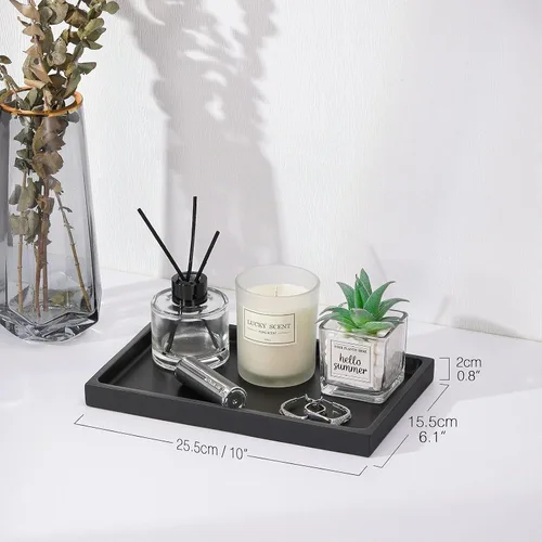 Vista 2 de Luxspire Resin Bathroom Vanity Tray Countertop Organizer, M, Matte Black