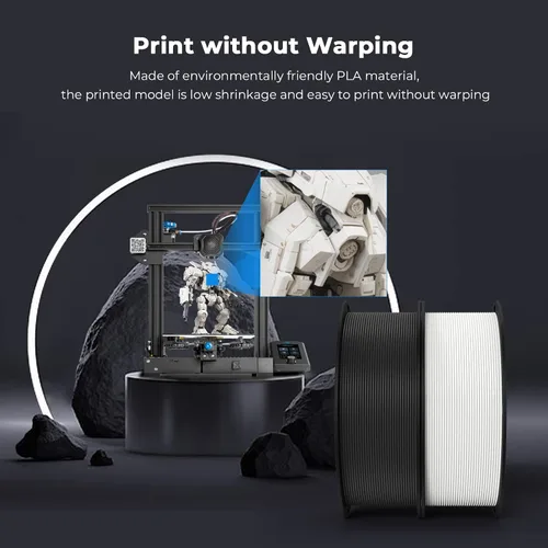 Vista 4 de Creality Paquete de 10 filamentos para impresora 3D de 0.069 pulgadas (negro, blanco, gris)