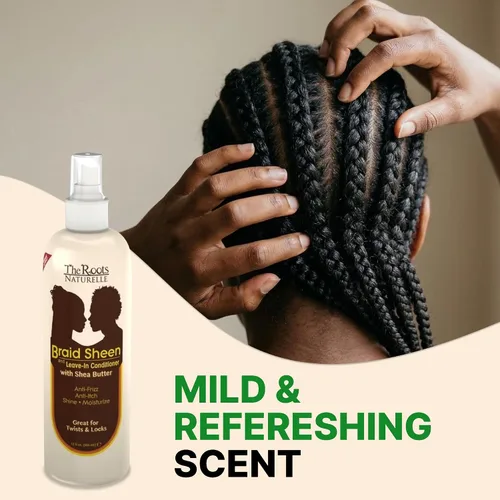 Vista 6 de The Roots Naturelle Braid Sheen Braid Braid Spray 12 onzas líquidas Acondicionador sin enjuague con manteca de karité Enriquecido