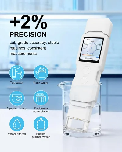 Vista 6 de 9 en 1 probador de agua inteligente con monitoreo por APP, kit de prueba de agua digital para turbidez, TDS, EC, temperatura, sal, GH, TOC, COD