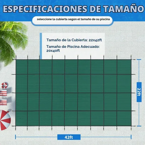 Vista 2 de iCOVER Cubierta de seguridad para piscina interior, 20x40 pies rectangular, cubierta de seguridad de invierno para piscinas interiores, cubierta