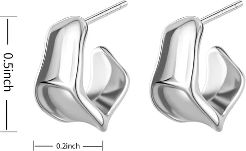 Vista 4 de Aretes de aro gruesos de oro para mujer, chapados en oro de 14 quilates y plata, aretes geométricos, aretes colgantes de nudo de moda
