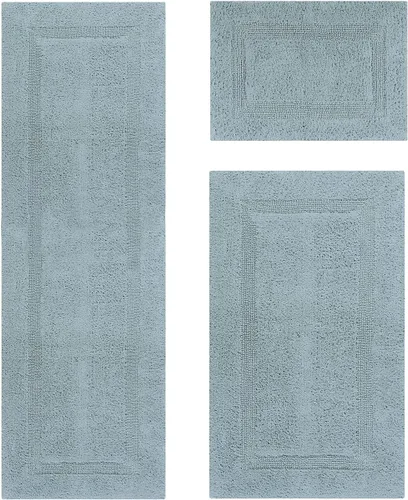 Vista 437 de Better Trends - Juego de 2 alfombras de baño 100% algodón, extra suaves, con borlas, de 17" x 24", alfombra de baño superabsorbente y reversible